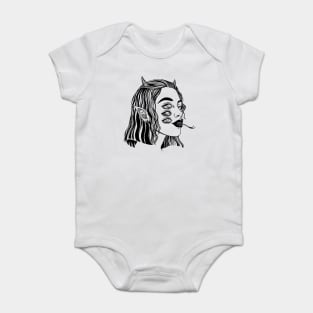 Demonic shake girl with horns and six eyes Baby Bodysuit